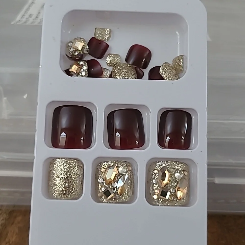 2/$16 3D Rhinestone & Glitter Press on Toenails